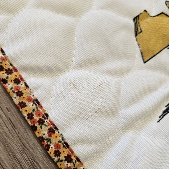 Vtg Western Mushroom Omelet Apron Quilted Floral Trim Cactus Cacti MCM - Picture 10 of 12